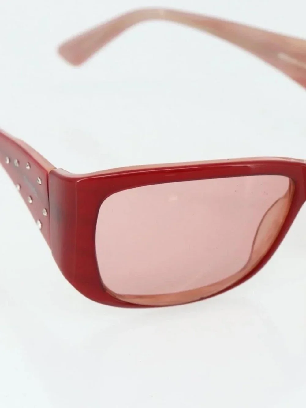 CHANEL Sunglasses plastic Red CC Auth 179323A